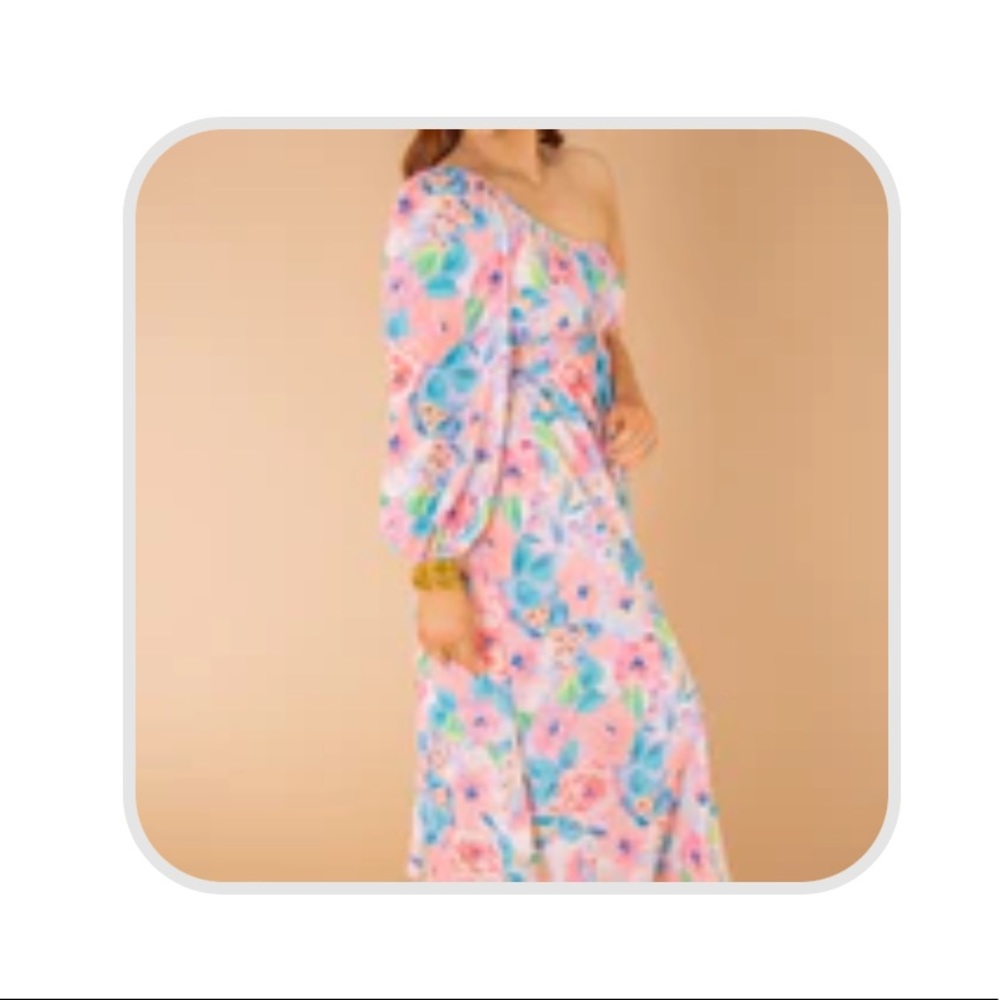 NWT- One shoulder multi colored maxi